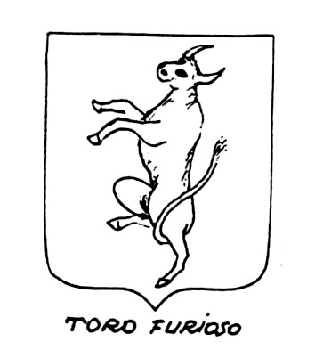 Image of the heraldic term: Toro furioso